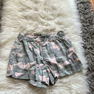 Pink & Green Camo Print Shorts,